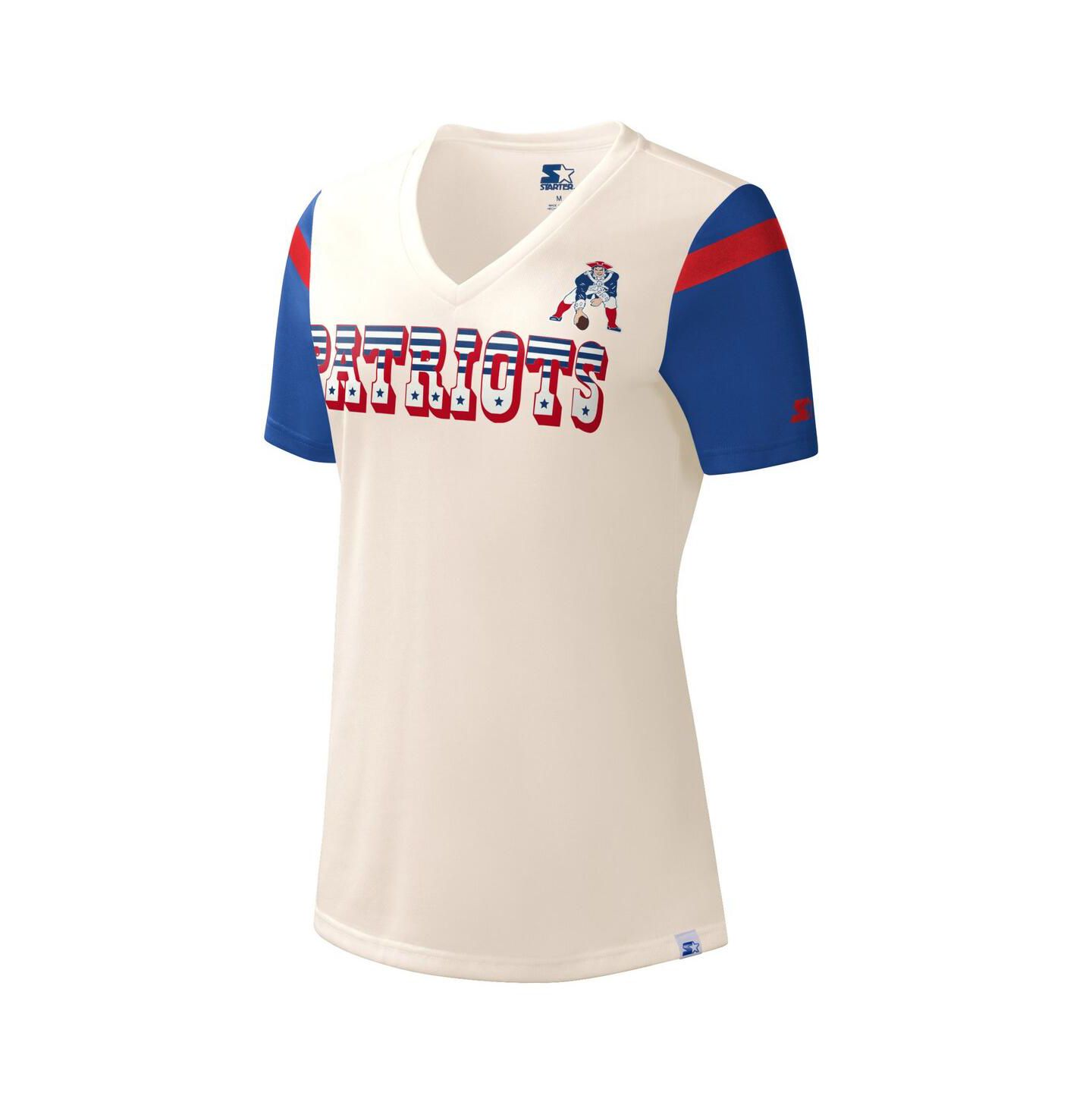 Женская футболка Starter White New England Patriots Kick Start V-Neck — фото 3