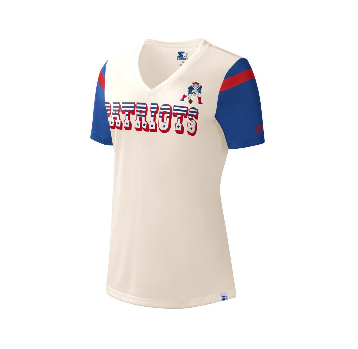 Women's White New England Patriots Kick Start V-Neck T-shirt