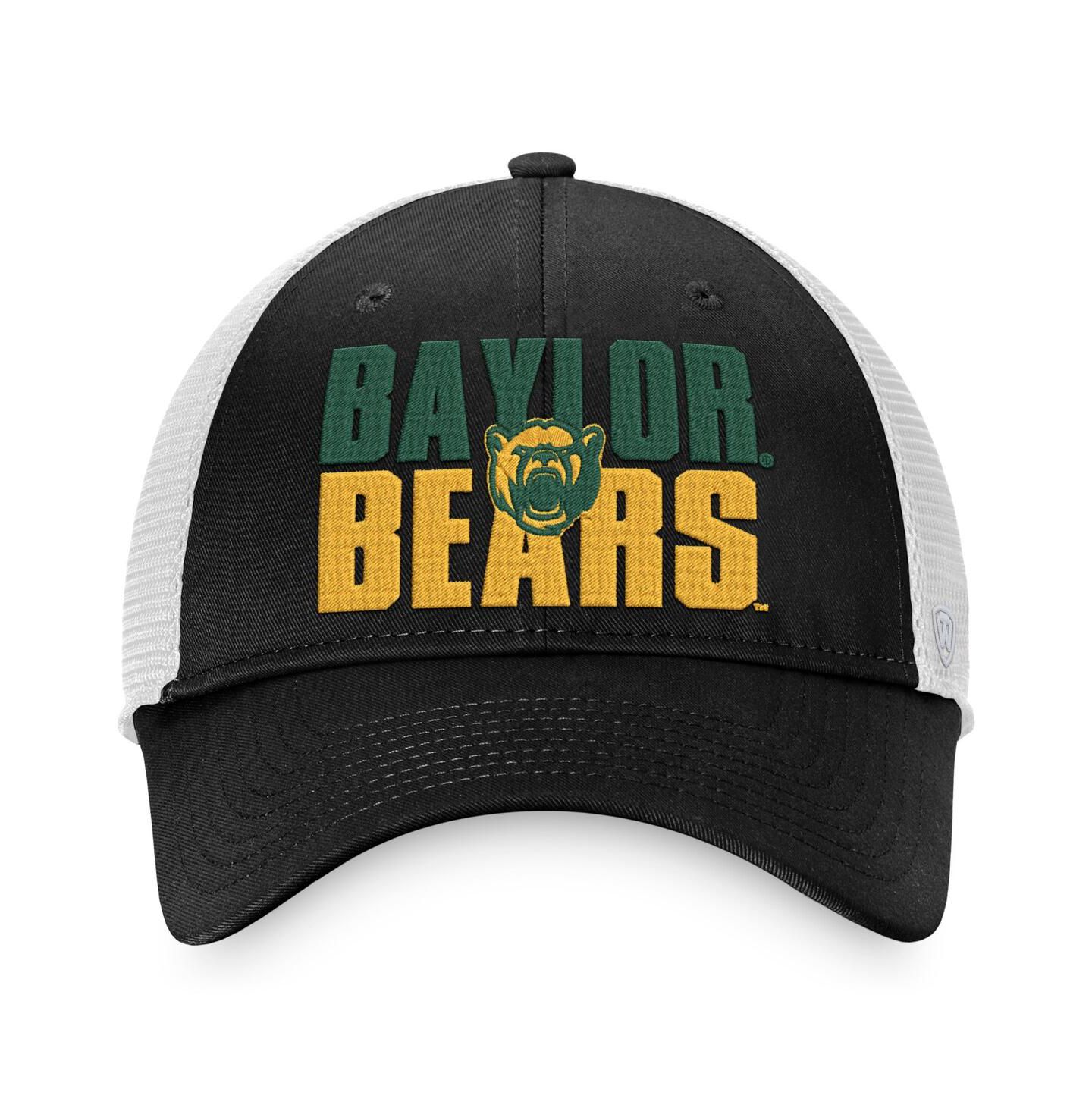 Мужская кепка Top of the World Black, White Baylor Bears Stockpile Trucker Snapback Hat — фото 3