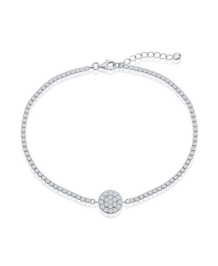 Simona Sterling Silver Round Disc CZ Tennis Anklet Macy's