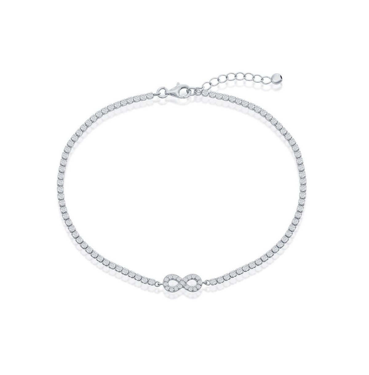 Simona Sterling Silver Infinity Cz Tennis Anklet
