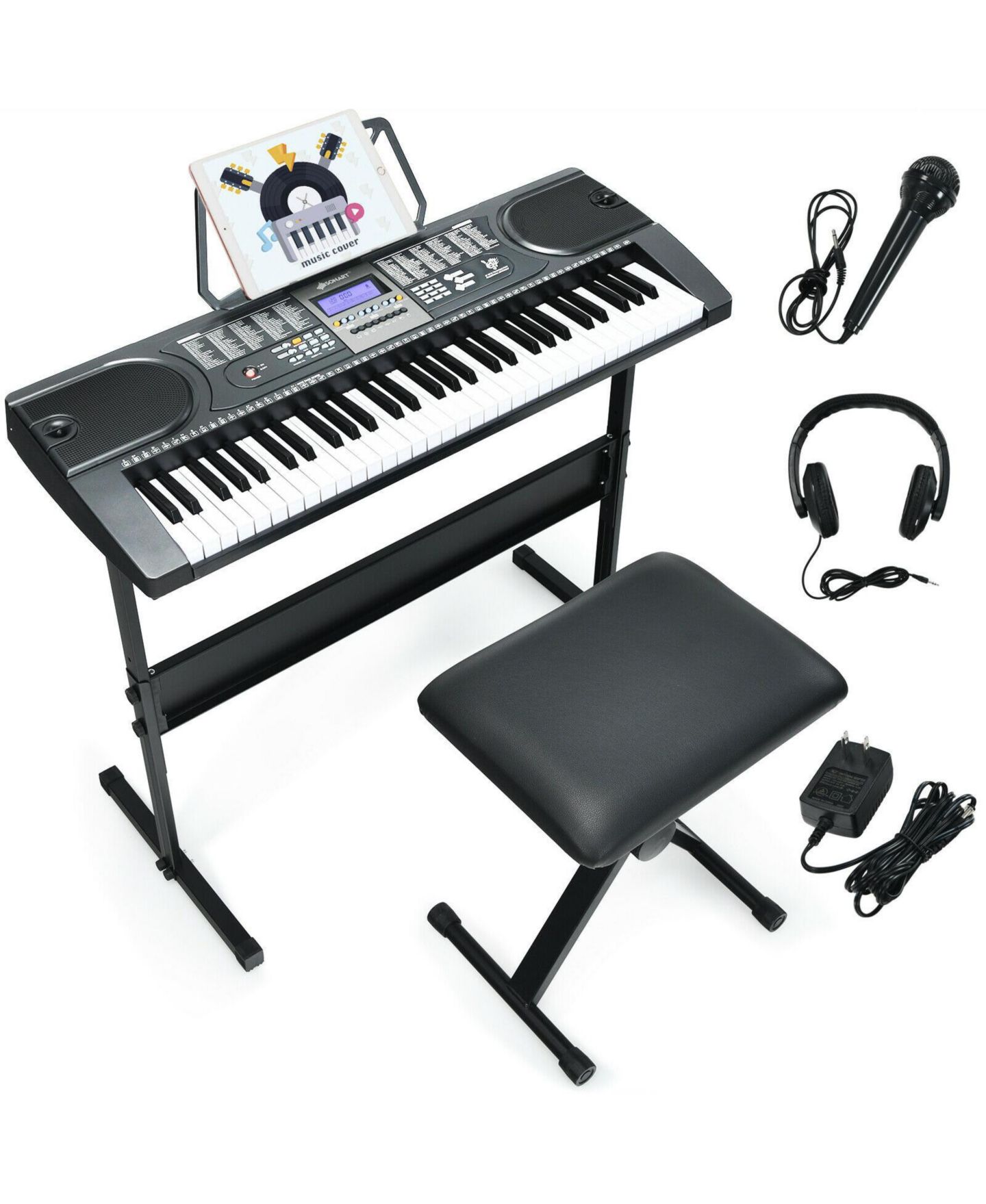 Детские игрушки Costway Sonart 61-Key Electronic Keyboard Piano Music Learning 8-Piece Set, Ages 5+ — фото 1