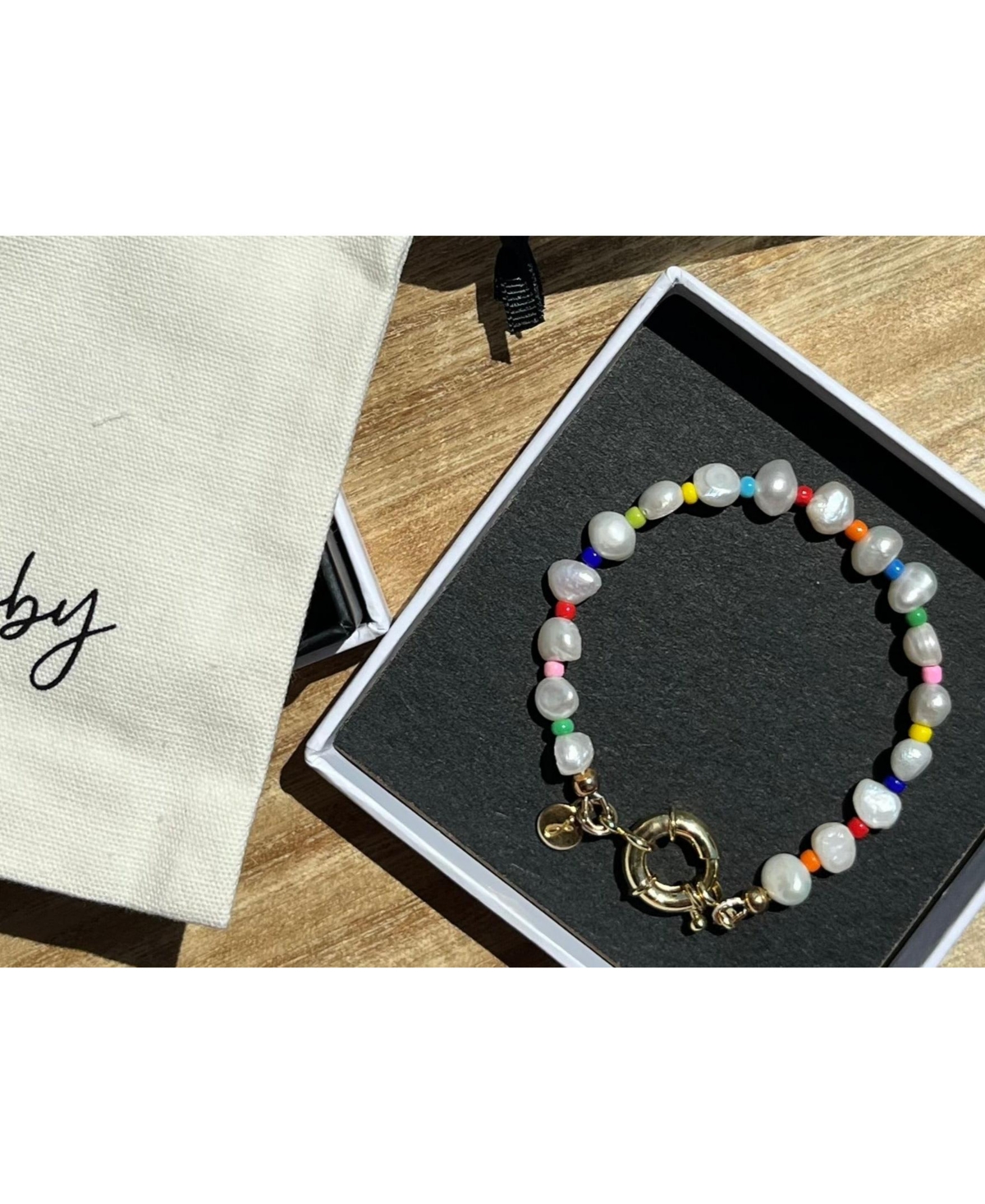 Joey Baby 18K Gold Plated Freshwater Pearls with Colored Glass Beads
