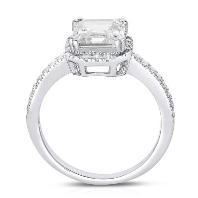 Sterling Silver Asscher-cut Cubic Zirconia Ring