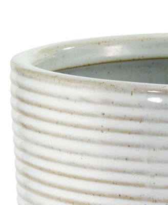 Drift Lines Textured Ribbed Ceramic Wastebasket