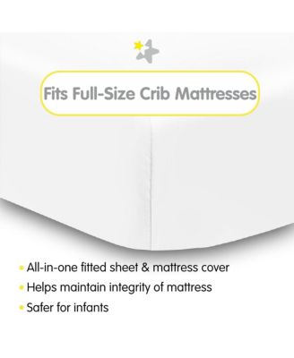 All-in-One Fitted Sheet & Waterproof Cover for 52" x 28" Crib Mattress (2-Pack)