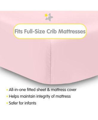 All-in-One Fitted Sheet & Waterproof Cover for 52" x 28" Crib Mattress (2-Pack)
