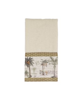 Colony Palm Tree Bordered Cotton Fingertip Towel, 11" x 18"