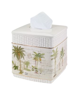 Colony Palm Tree Textured Ceramic Tissue Box Cover
