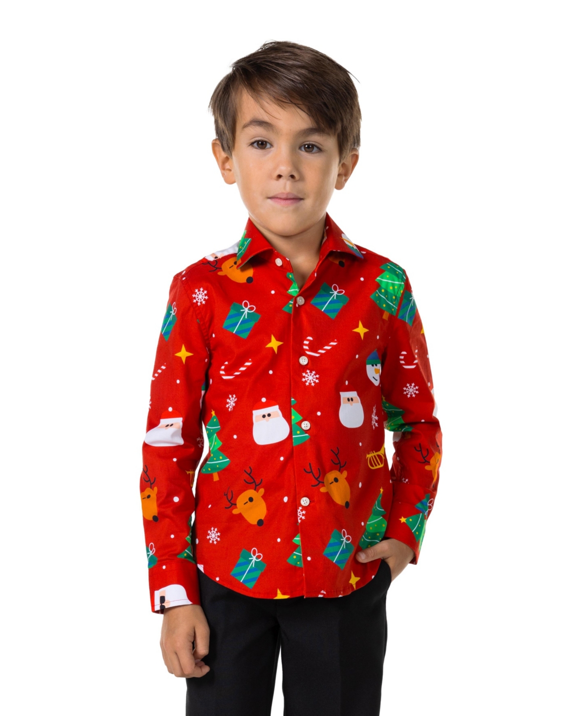 Opposuits Little Boys Festivity Long Sleeves Shirt In Medium Red