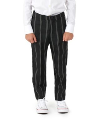 Little Boys Oversized Pinstripe Button Closure Suit Set Including Blazer, Pants and Clip-On-Tie
