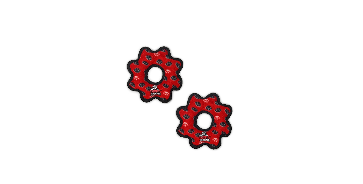 Jr Gear Ring Red Paw, 2-Pack Dog Toys - Red
