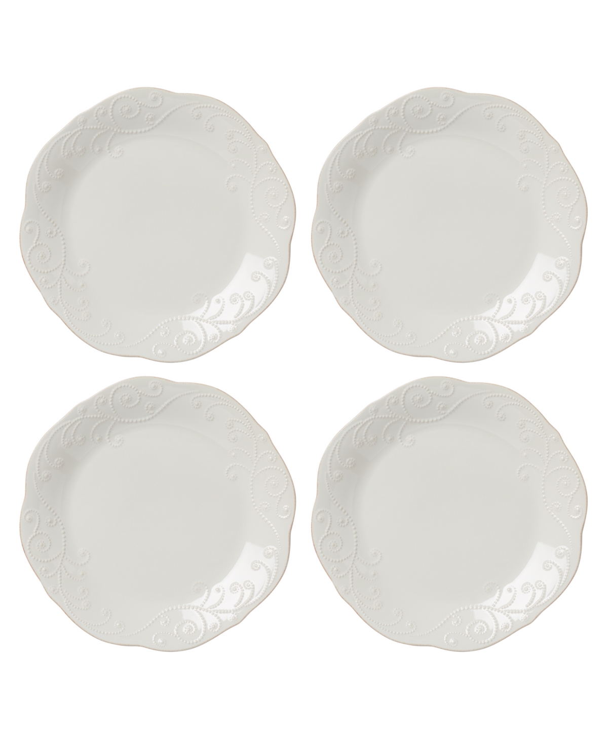 Lenox French Perle 4-piece Dinner Plate Set In White