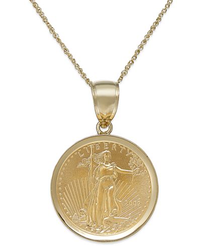 gold necklace pendant 14k coin eagle 22k macy genuine jewelry necklaces yellow metallic