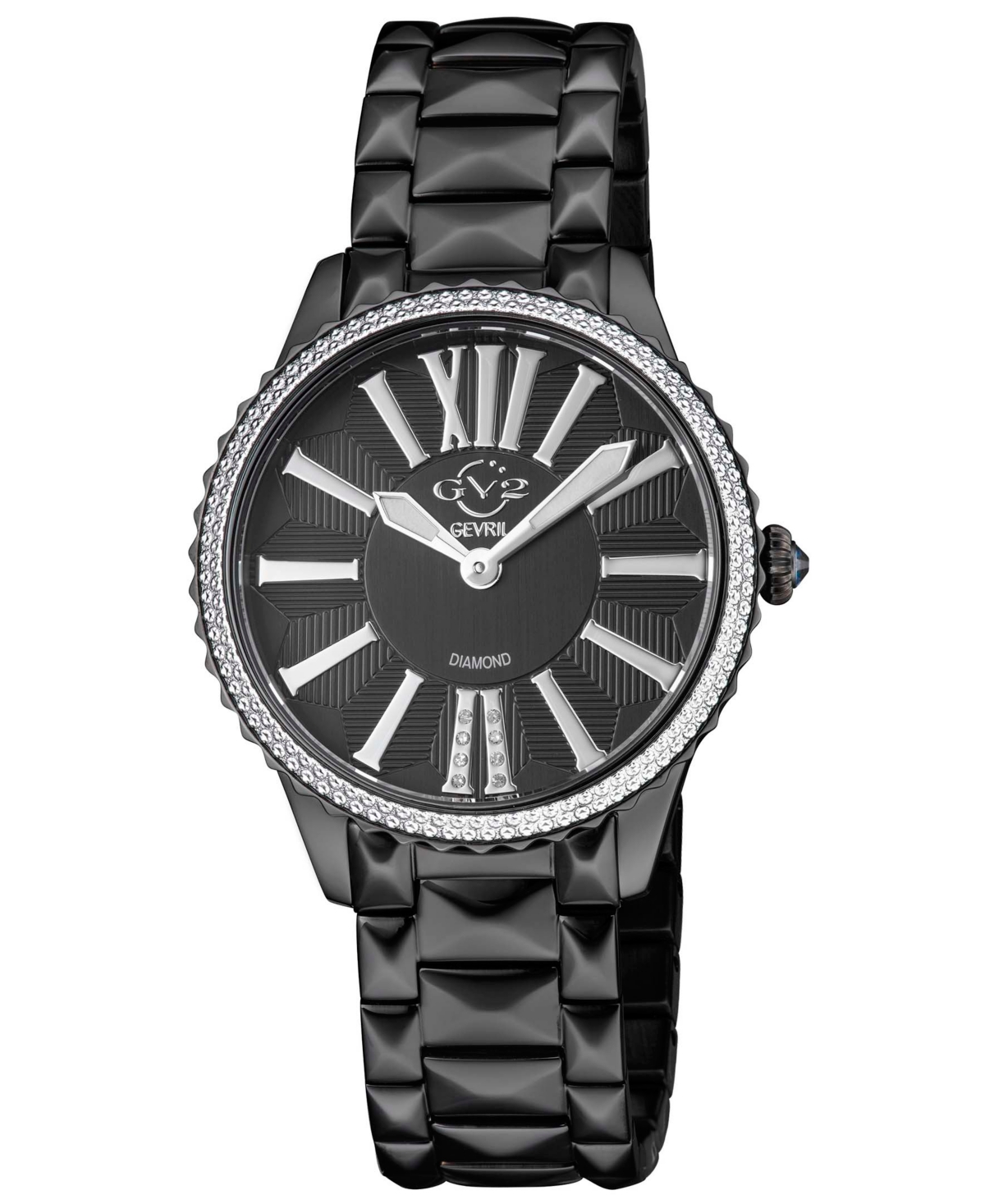 Gv2 By Gevril Women's Siena Swiss Quartz Black Stainless Steel Watch 37mm