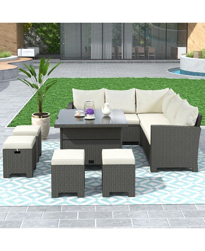 Simplie Fun Patio Furniture Set, 8 Piece Outdoor Conversation Set