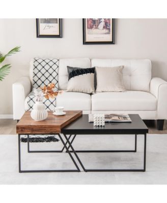 Nesting Table Modern Coffee Table Set of 2 Stacking Side Table