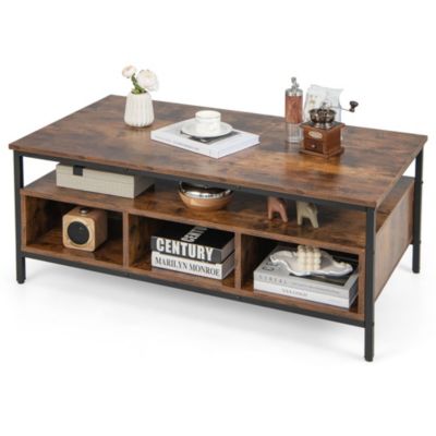 Industrial Coffee Table with Open Storage Metal Frame Center Table - Macy's