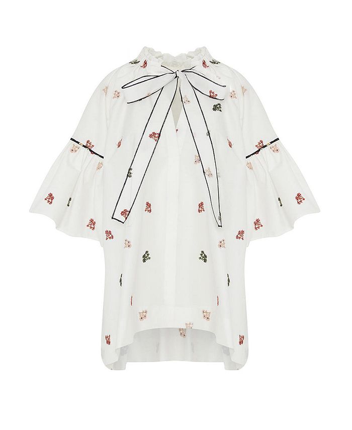 NOCTURNE Women's Vneck Embroidered Top Macy's