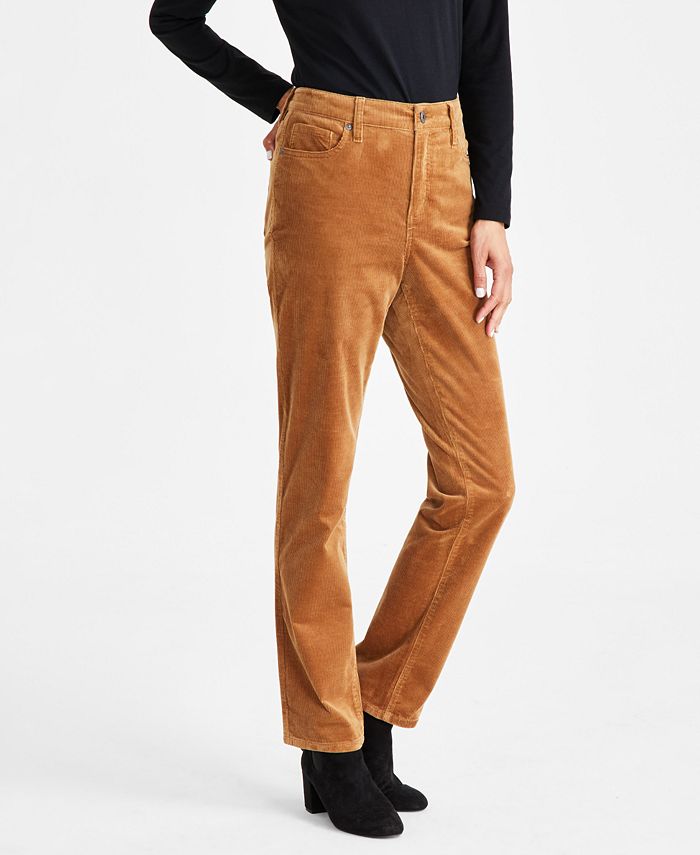 Style & Co Women's High-Rise Straight-Leg Corduroy Pants, Created for ...