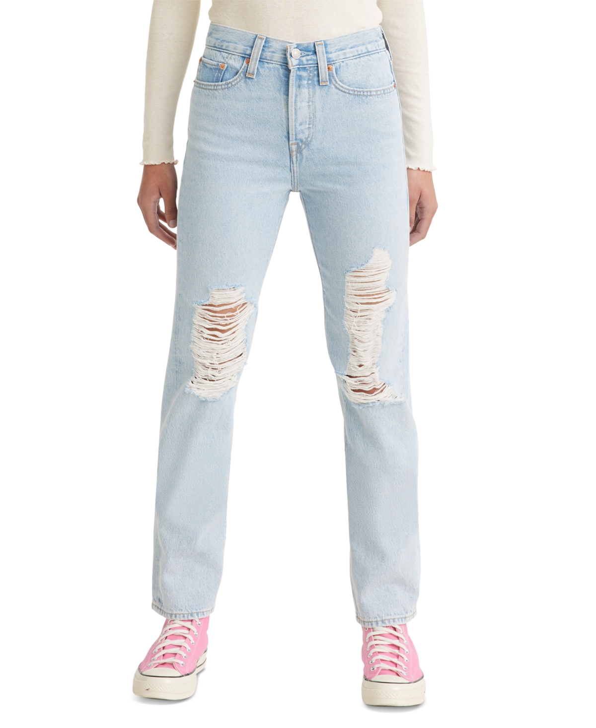 Levi's Women's Wedgie Straight-leg High Rise Cropped Jeans In Flow Style