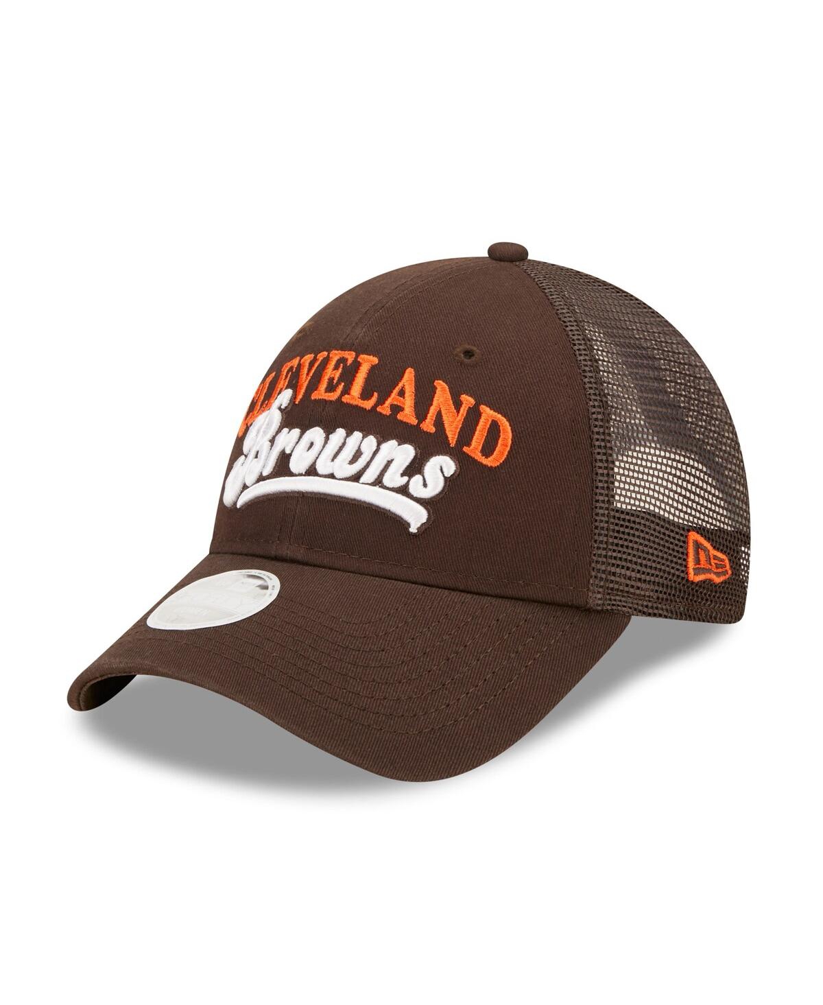 Shop New Era Women's  Brown Cleveland Browns Team Trucker 9forty Snapback Hat