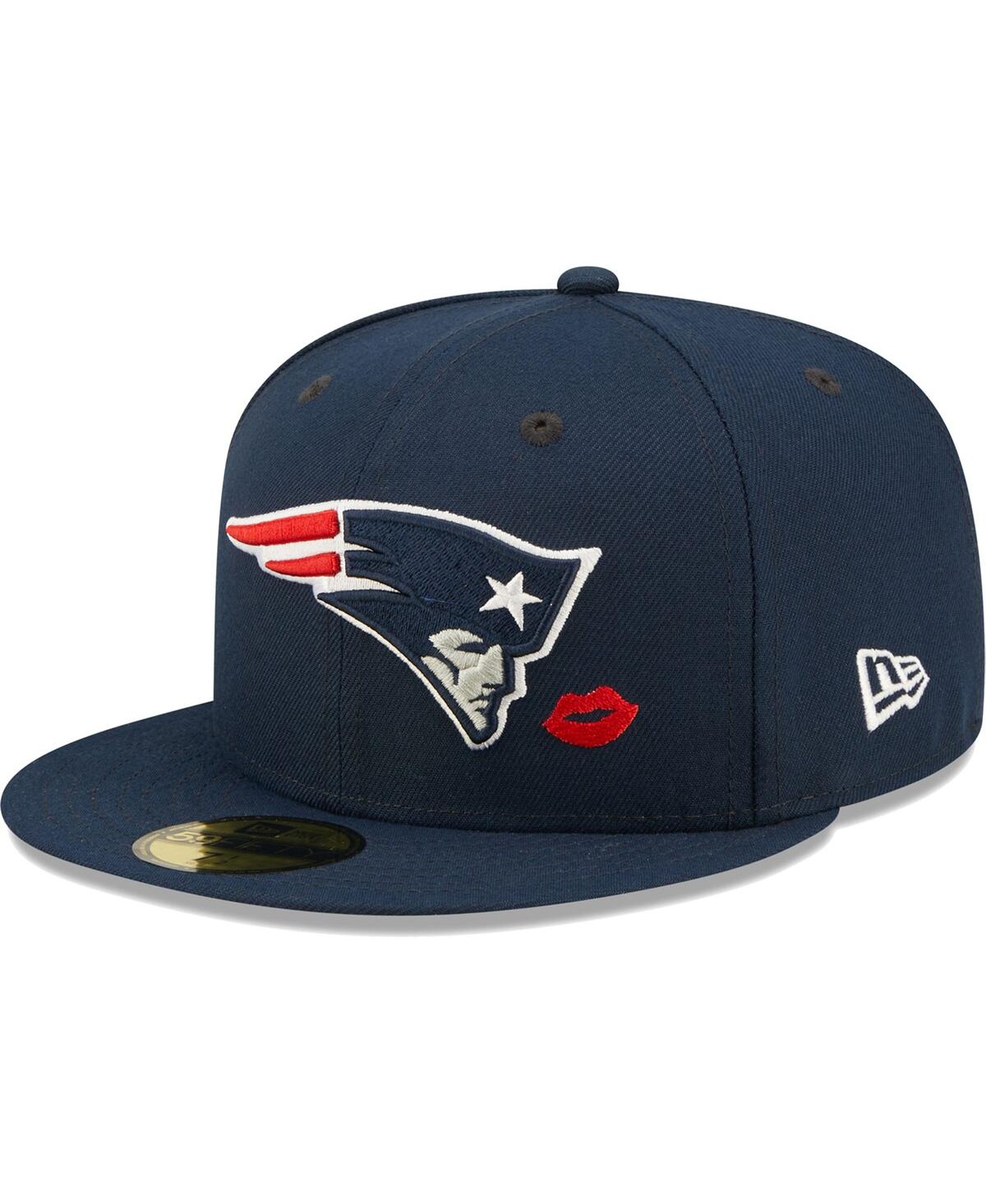 Shop New Era Men's  Navy New England Patriots Lips 59fifty Fitted Hat