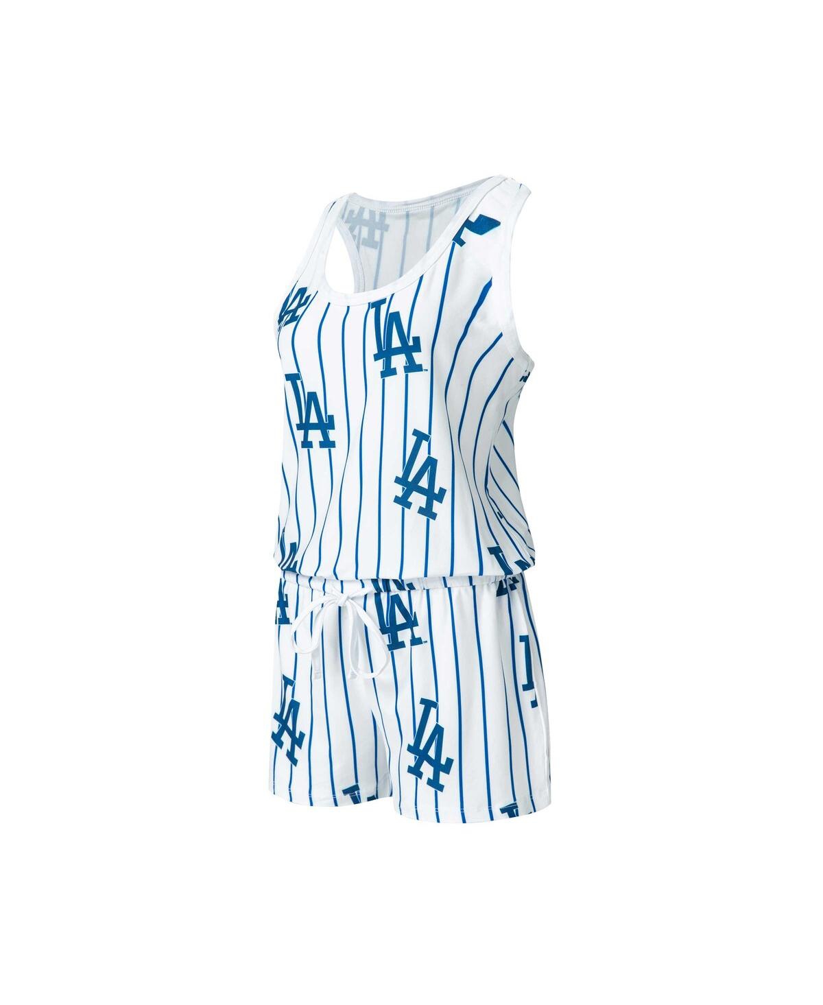 Shop Concepts Sport Women's  White Los Angeles Dodgers Reel Pinstripe Knit Romper