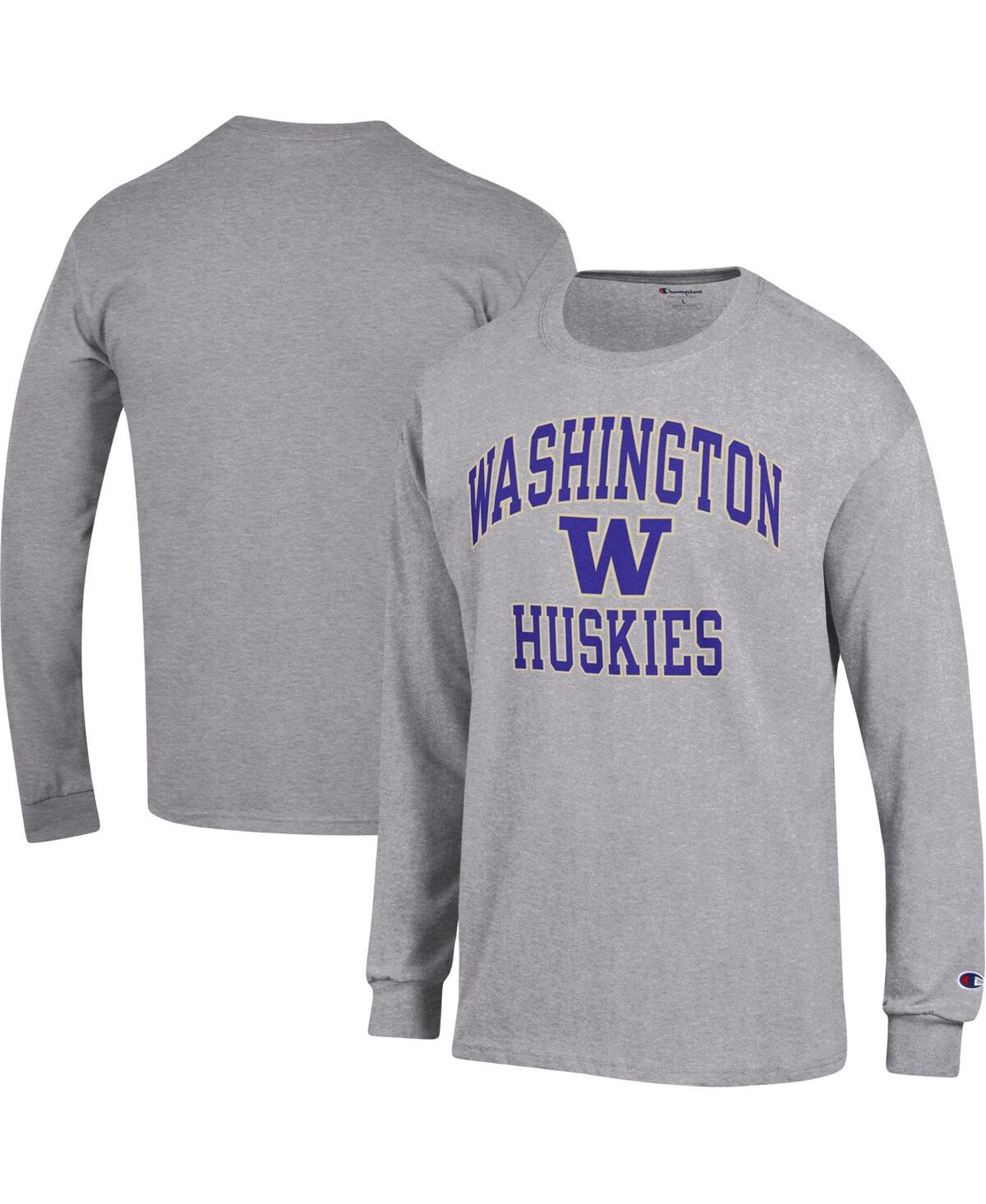 Shop Champion Men's  Heather Gray Washington Huskies High Motor Long Sleeve T-shirt