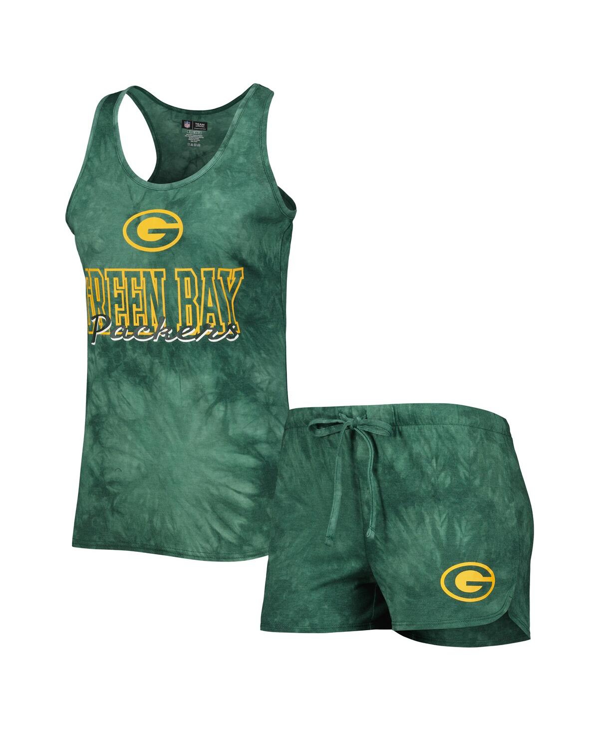 Shop Concepts Sport Women's  Green Green Bay Packers Billboard Scoop Neck Racerback Tank And Shorts Sleep