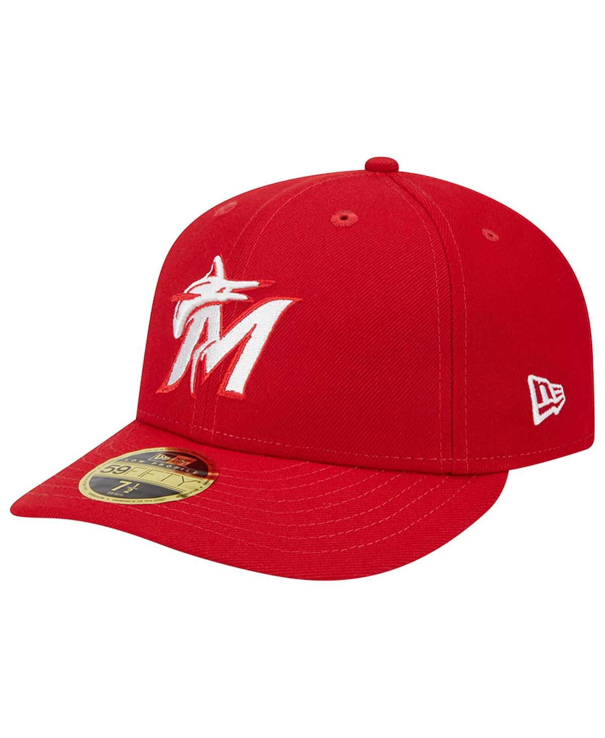 NEW ERA MEN'S NEW ERA SCARLET MIAMI MARLINS LOW PROFILE 59FIFTY FITTED HAT 