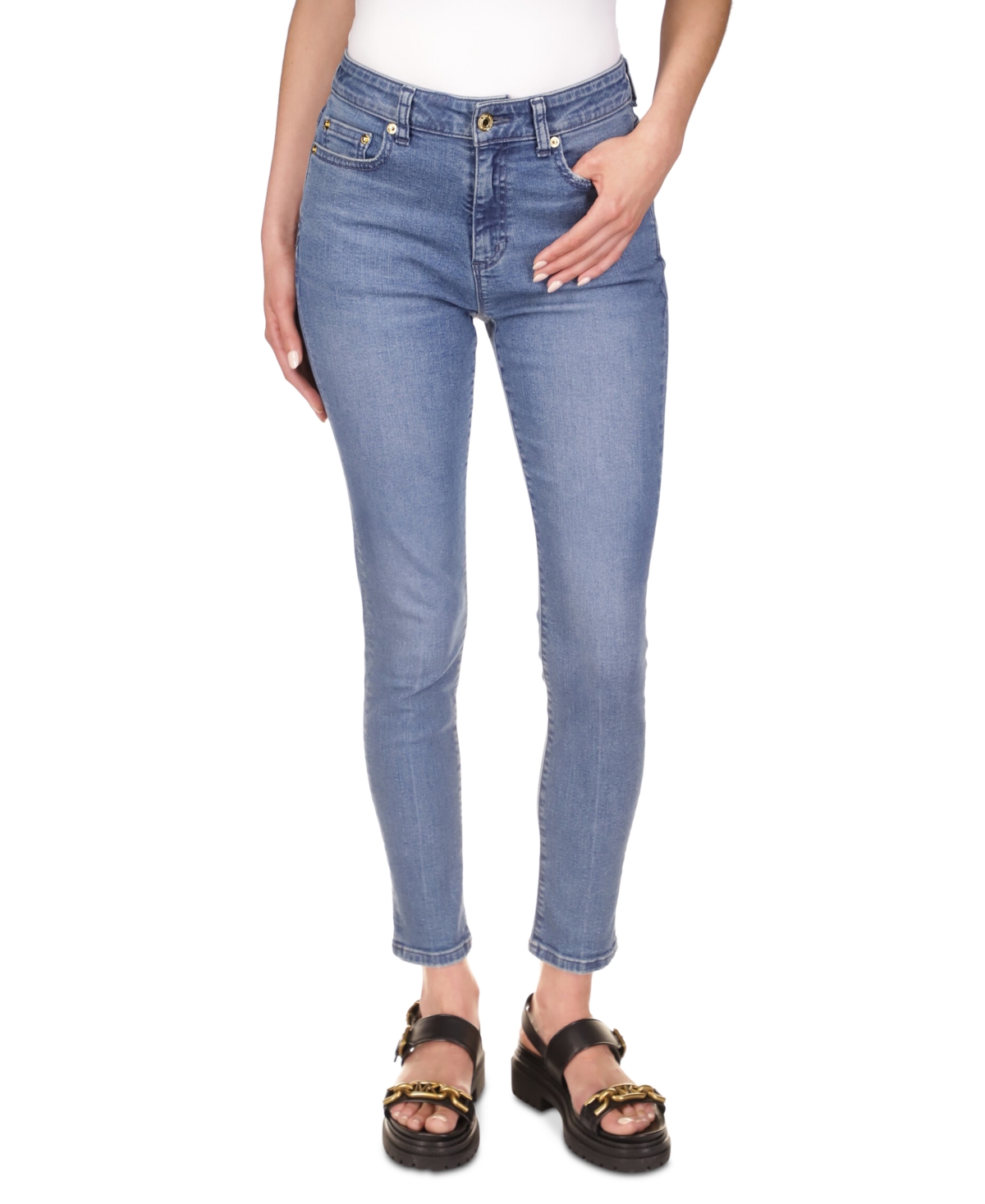 Michael Kors Michael  Women's Selma High-rise Straight-leg Skinny Jeans In Union Wash