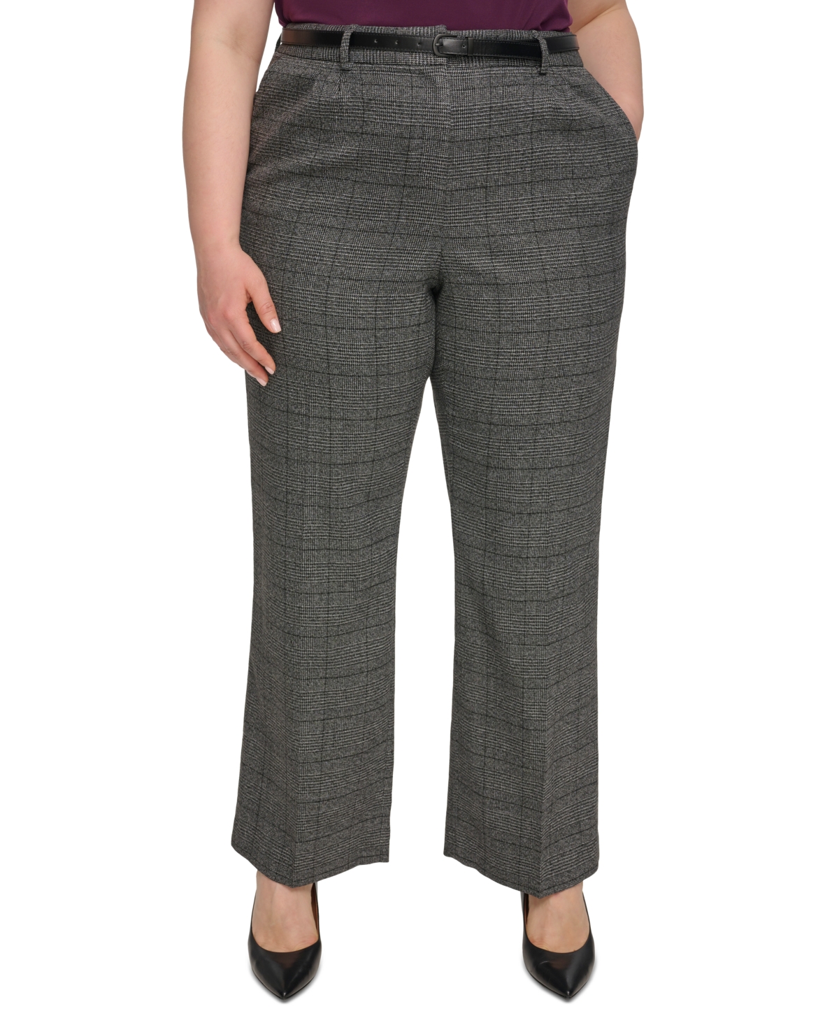 Calvin Klein Plus Size Menswear Wide-leg Pants In Charcoal Multi
