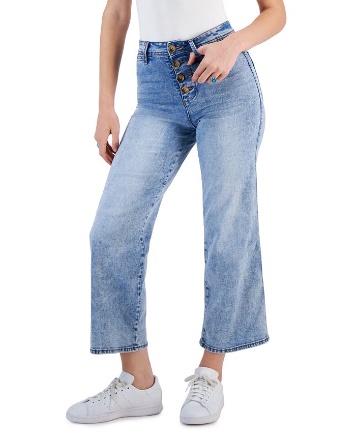 Dollhouse Juniors' High-Rise Button-Fly Wide-Leg Jeans - Macy's