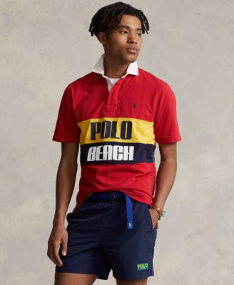 폴로 랄프로렌 Polo Ralph Lauren Mens Cotton Classic-Fit Polo Beach Rugby Shirt,Rl2000 Red Multi