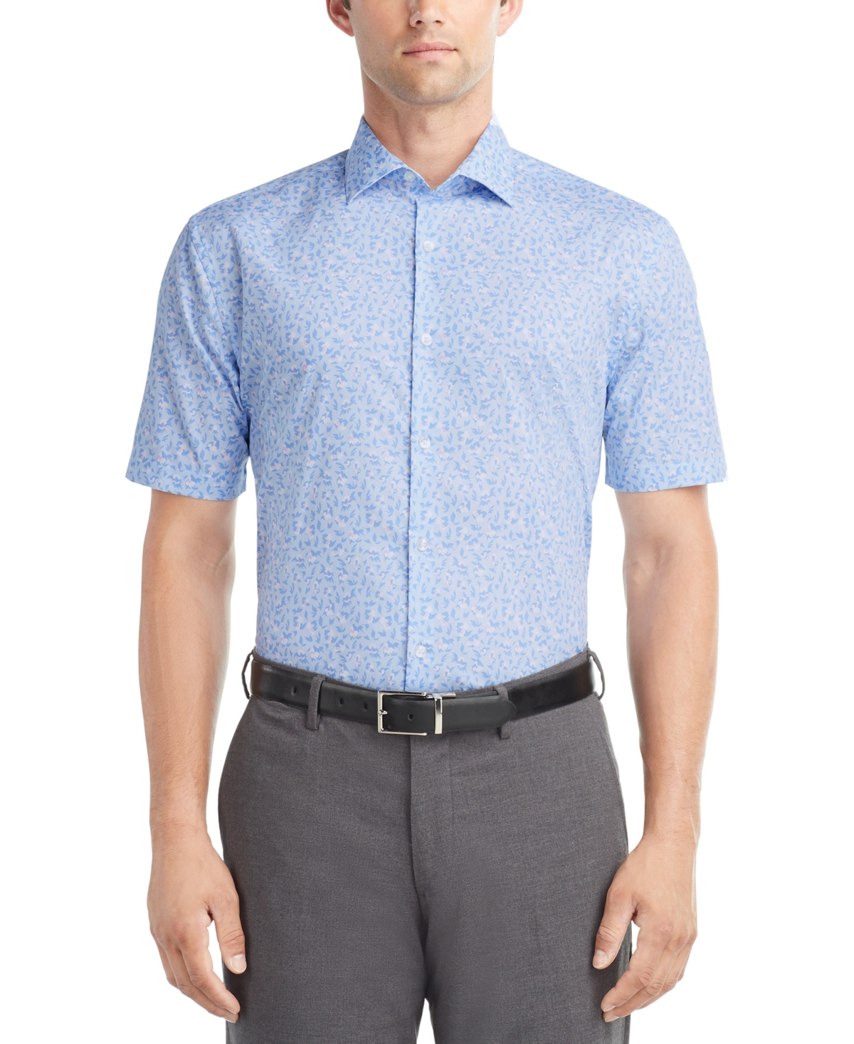 Men's Slim-Fit Flex Collar Short-Sleeve Dress Shirt - French Blue