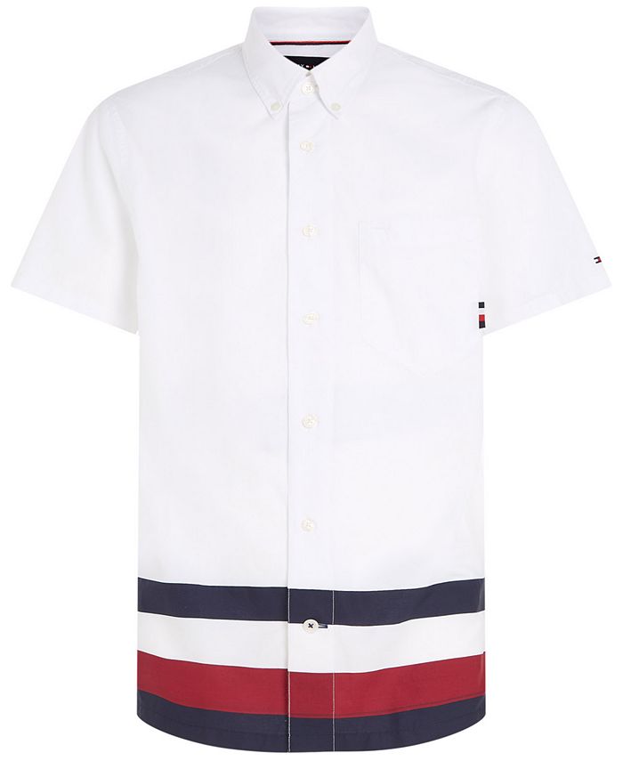 Tommy Hilfiger Men's Global Stripe Short-Sleeve Button-Down Shirt - Macy's