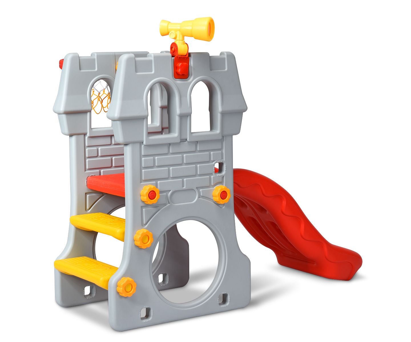 Детская игрушка Costway Children Castle Slide Play with Basketball Hoop and Telescope Toy — фото 9