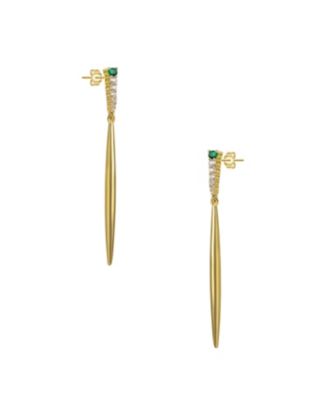 Sterling Silver Cubic Zirconia Icicle Spike Dangle Earrings