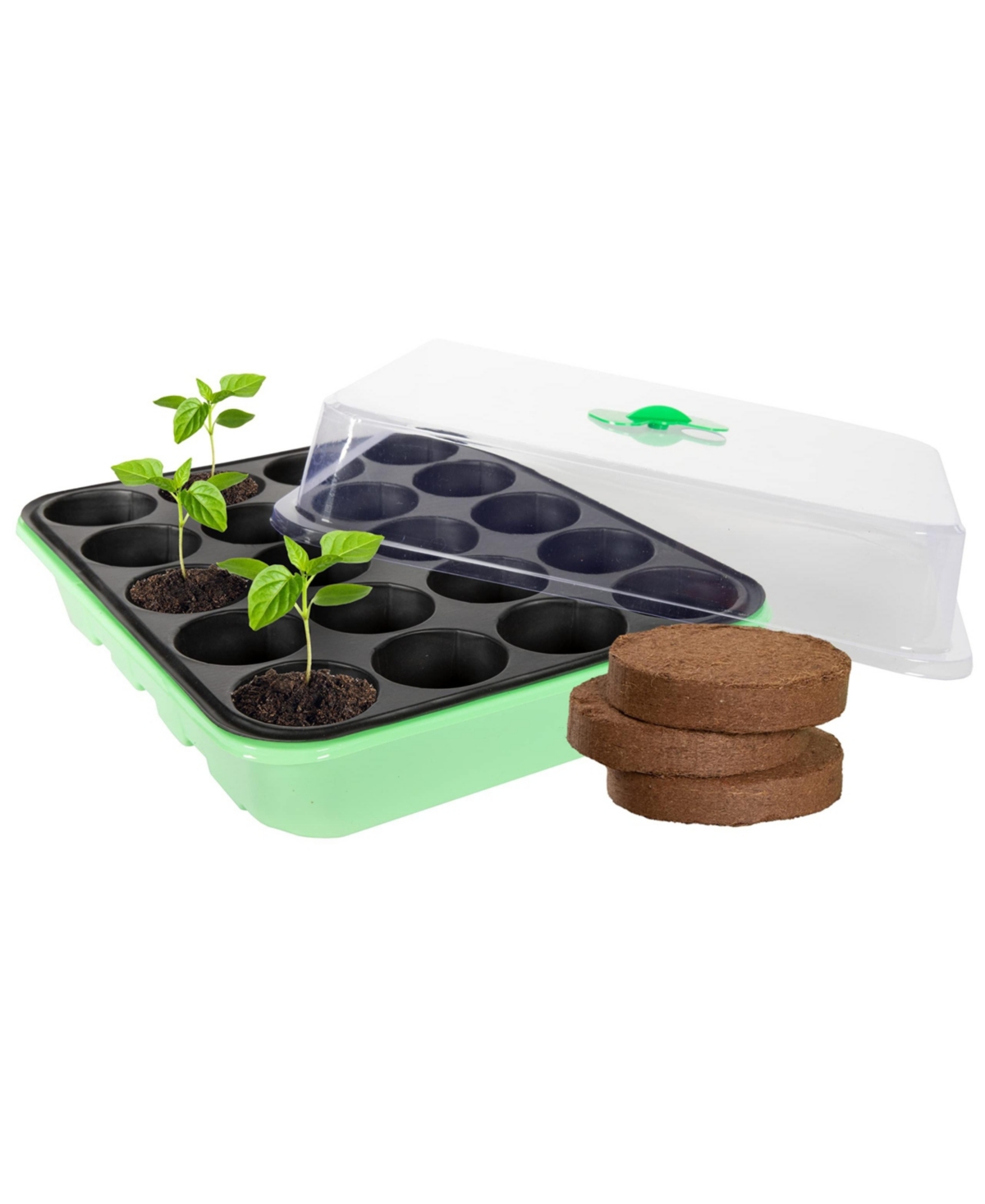 20 Cavity Seed Propagation Kits (2) - Complete with Fiber Soil and Ventilated Greenhouse Trays. Germinate Seeds in a Window or Under Lig