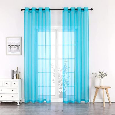 Montauk Accents 2 Piece Grommet Top Summery Sheer Voile Window Curtain Panels For Extra Long and Taller Windows