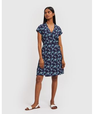 Women's Short Wrap Dress Midnight Florals