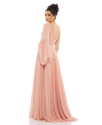 Mac Duggal Women's Lace One Shoulder Illusion Sleeve A Line Gown - Macy's