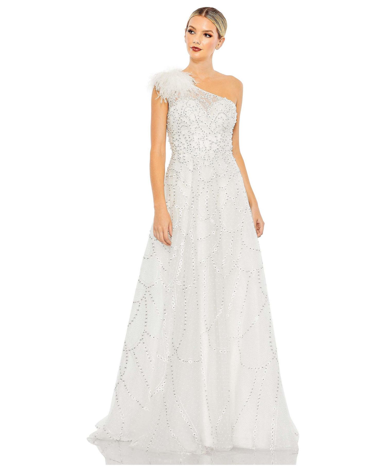 Women's Embellished One Shoulder A Line Gown