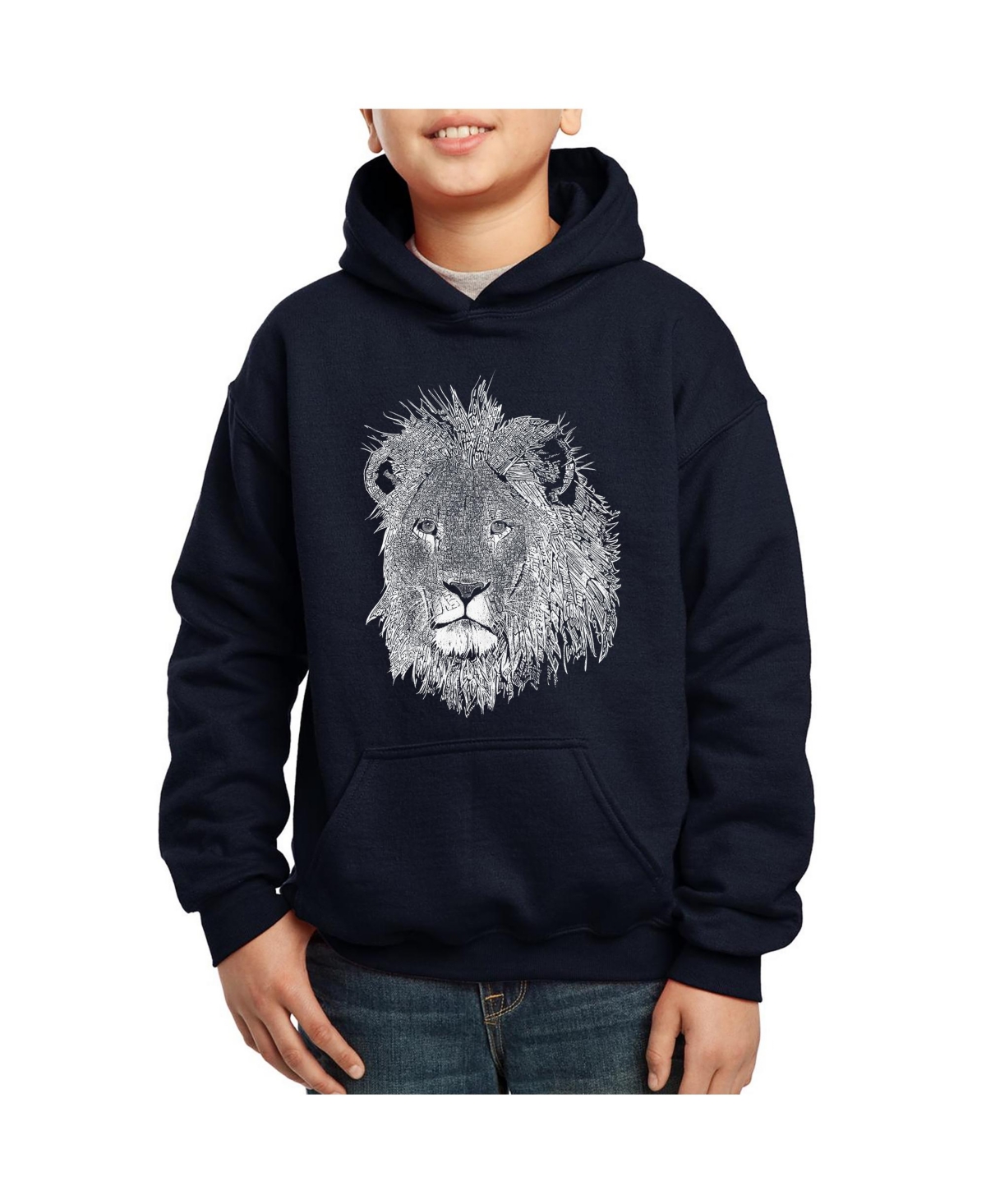 La Pop Art Boys Word Art Hooded Sweatshirt - Lion