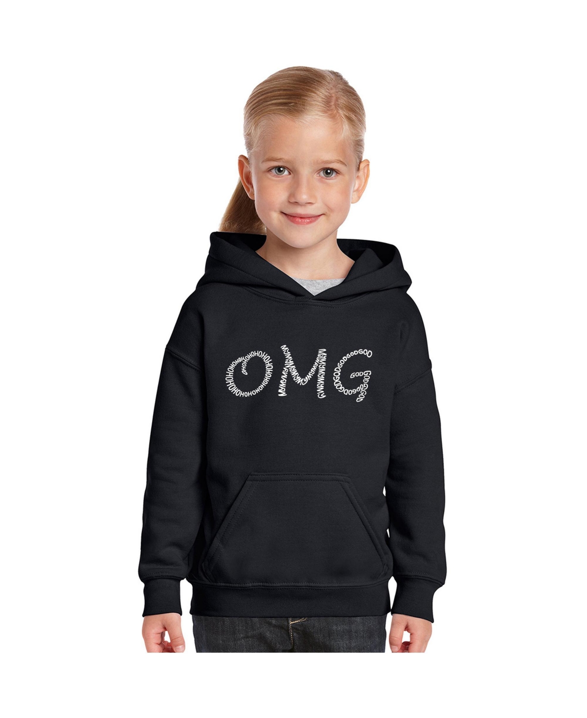 La Pop Art Big Girl's Word Art Hooded Sweatshirt In Black