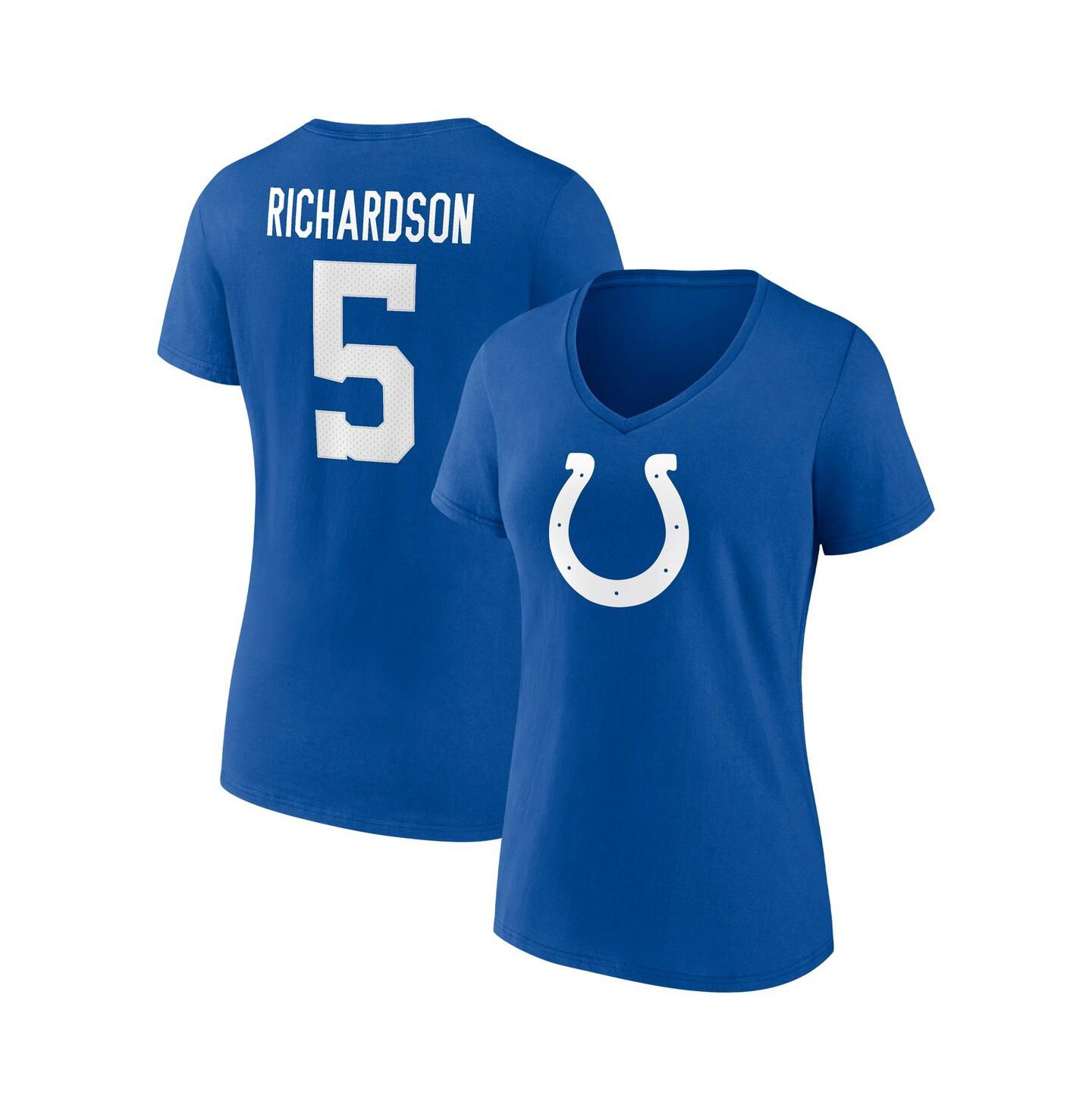 Женская футболка Fanatics Anthony Richardson Royal Indianapolis Colts Icon Name and Number V-Neck — фото 1