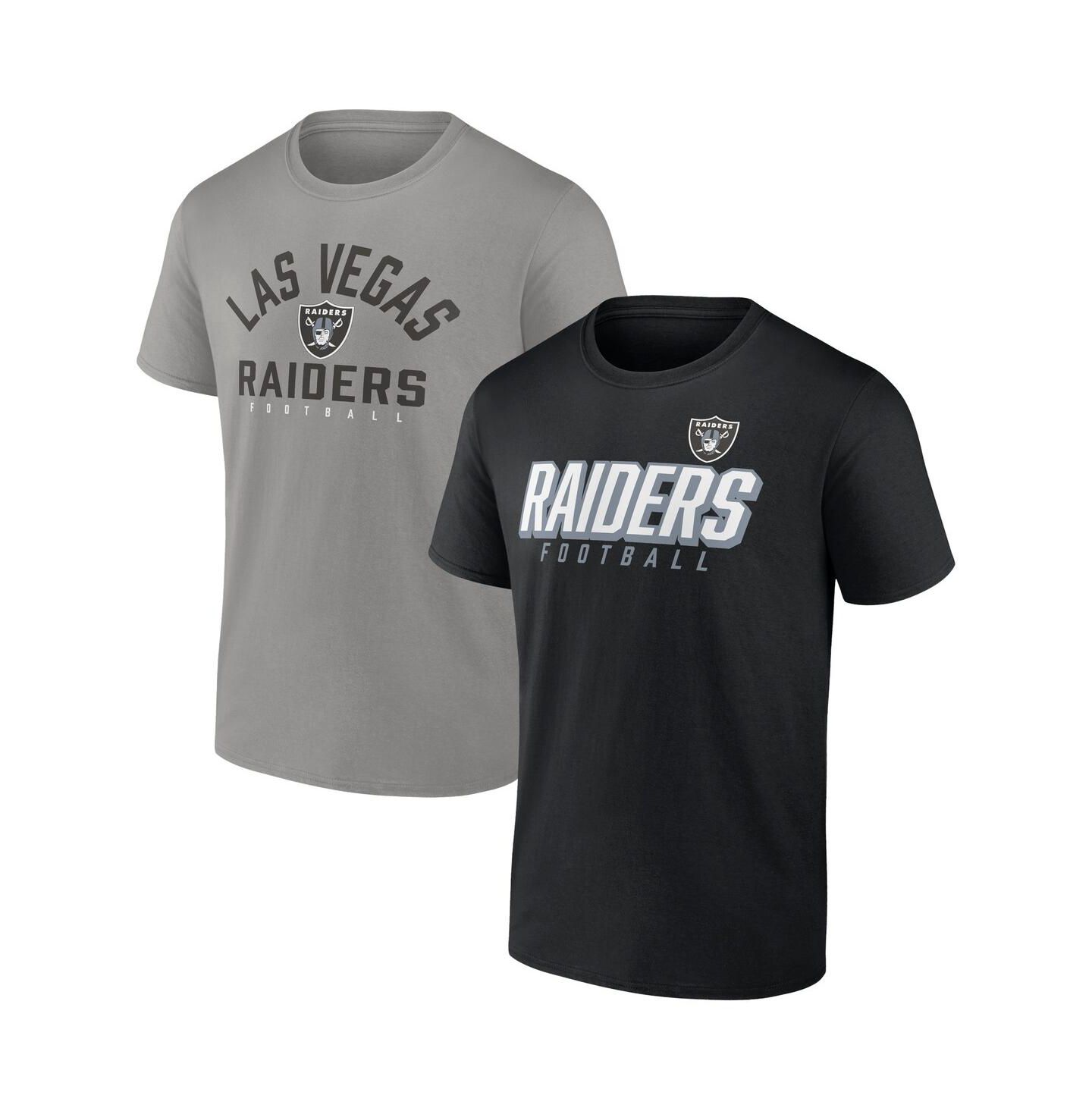 Мужские футболки Fanatics Black, Silver Las Vegas Raiders Player Pack T-shirt Combo Set — фото 1