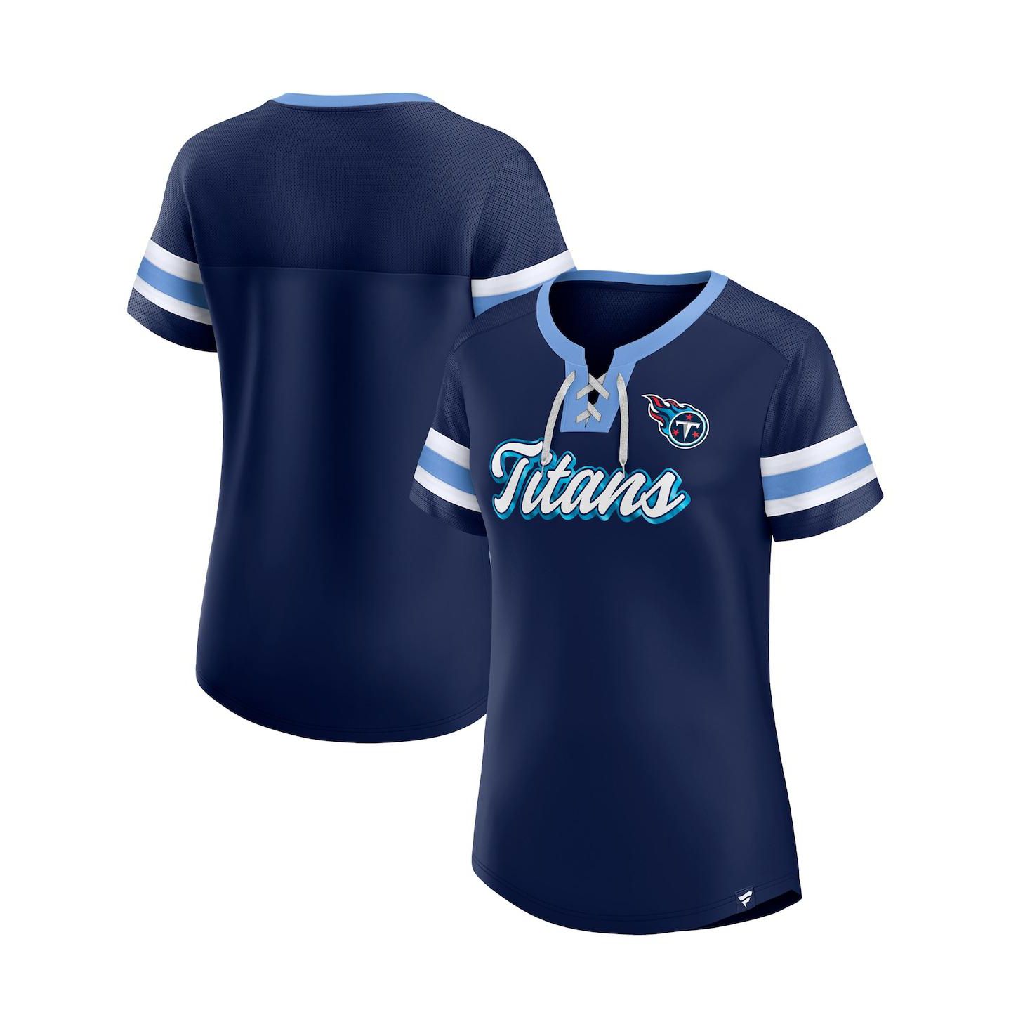 Женская футболка Fanatics Navy Tennessee Titans Original State Lace-Up — фото 1