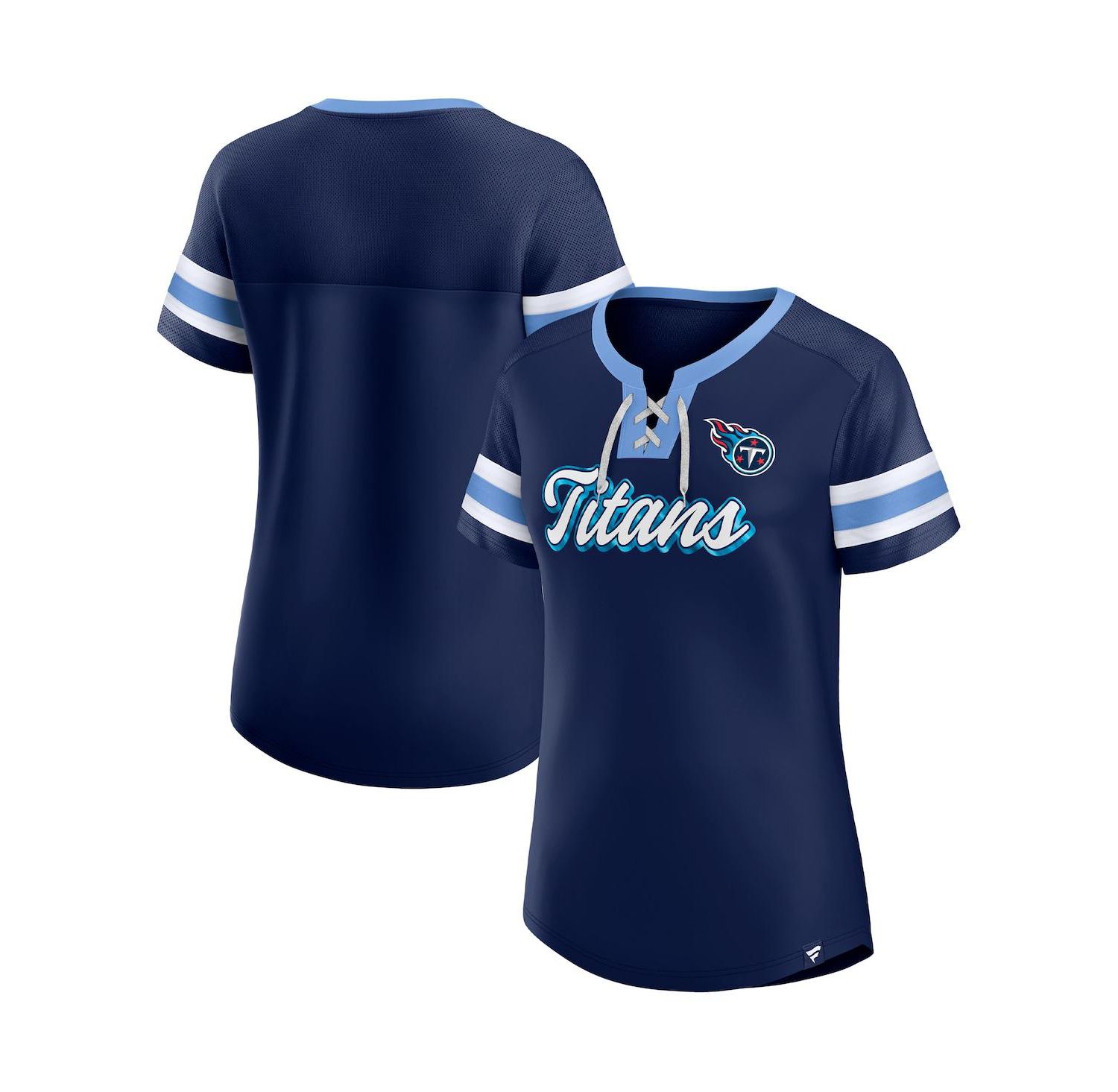 Women's Navy Tennessee Titans Original State Lace-Up T-shirt